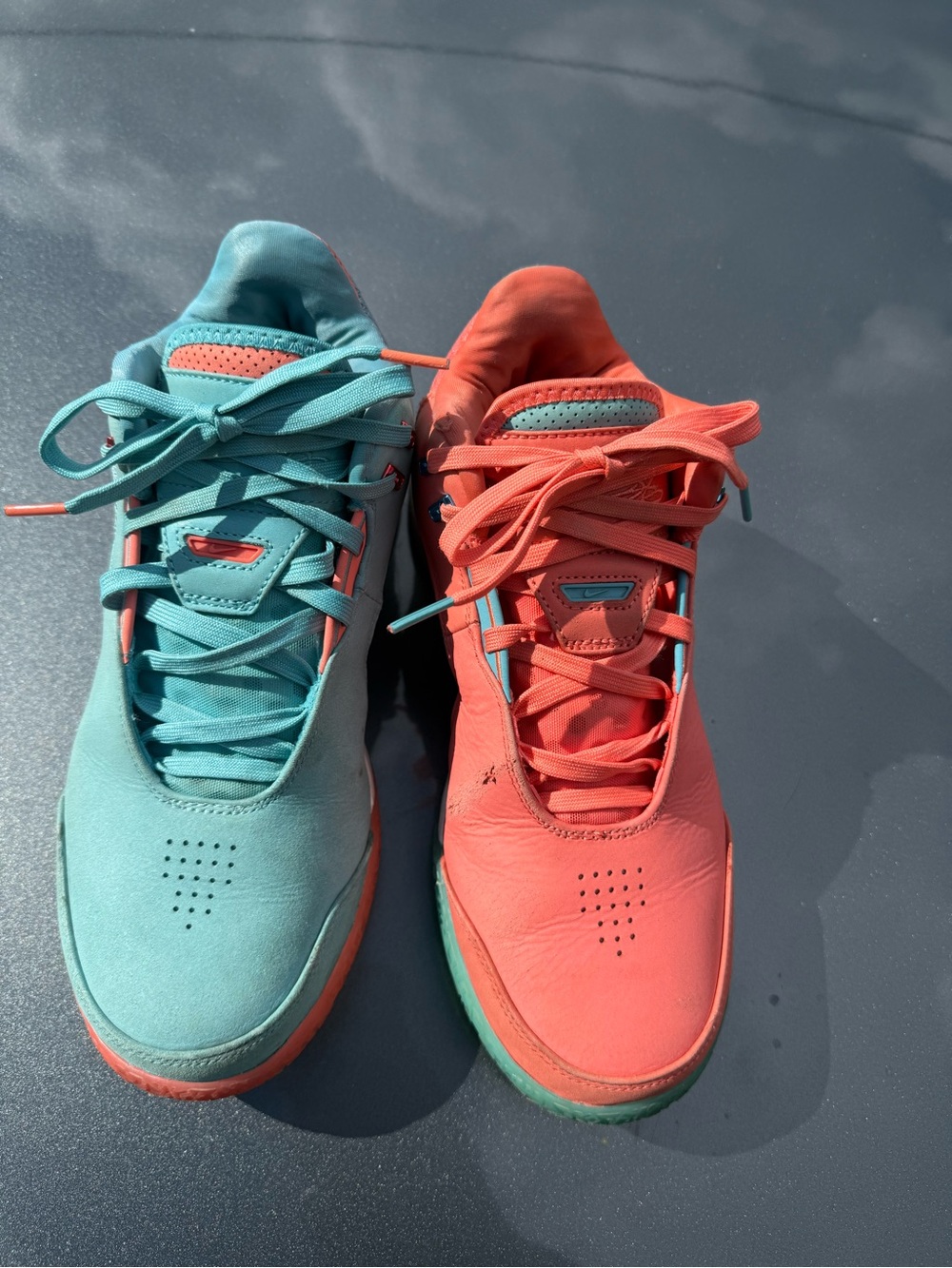 Men’s Two-Tone Teal and Coral Sneakers